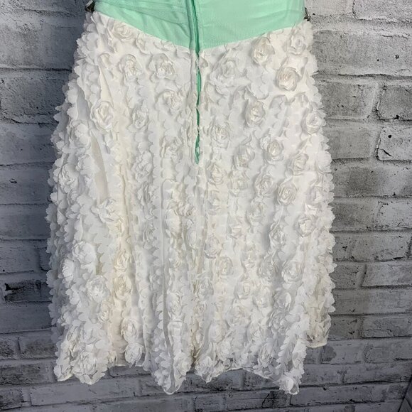 Vintage Y2k Babydoll Sheer Mint Corset Rhinestone Strapless Mini Dress - Picture 9 of 16